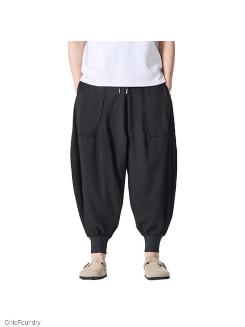 Men's Baggy Harem Pants Loose Japanese Streetwear Hip Hop Joggers Wide Leg